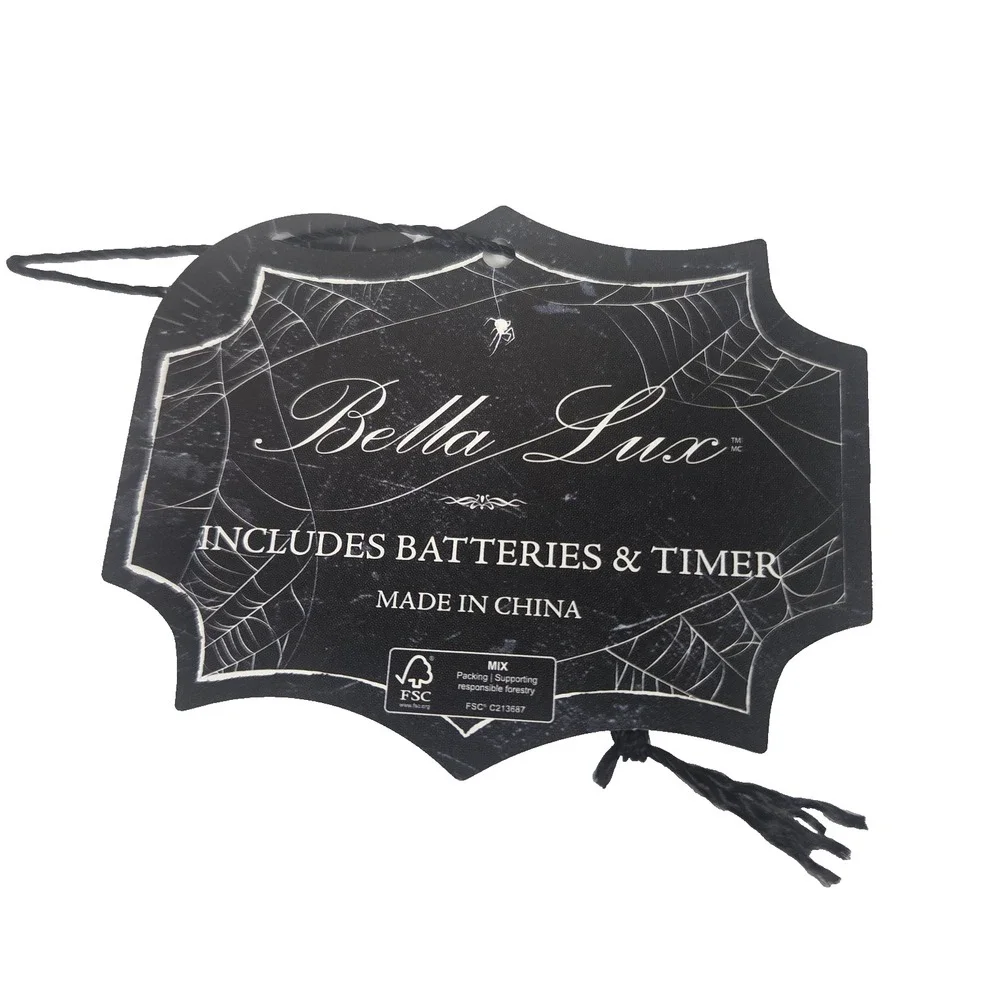 Bella Lux Halloween Gothic Bat Lantern LED Flickering Candle Timer Black 16 Inch